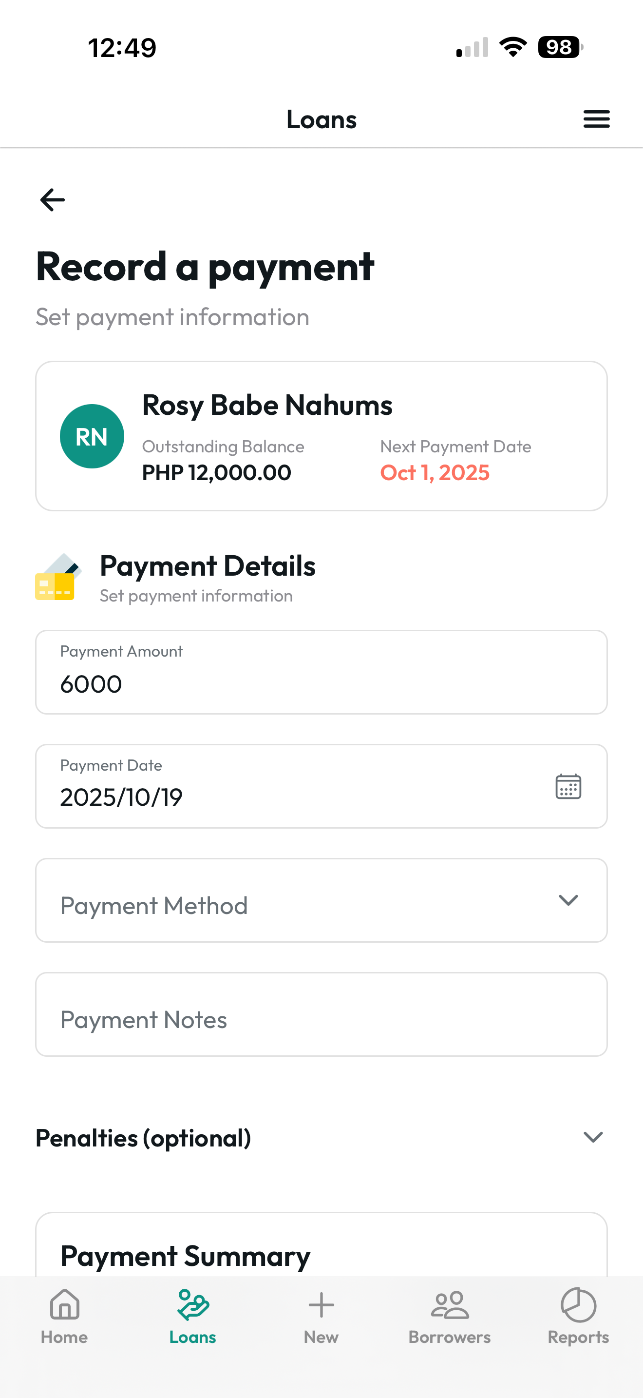 Revamped payment recording with summary